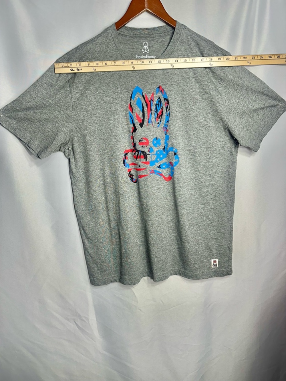 Psycho Bunny Grey Tee with Red & Blue size XL Bunny Graphic new w/out tags - Picture 5 of 10
